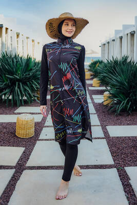 Remsa - Remsa Colourful Line Patterned Fully Covered Hijab Swimsuit R005 Reyhan (1) Remsa - Remsa Colourful Line Patterned Fully Covered Hijab Swimsuit R005 Reyhan (1)