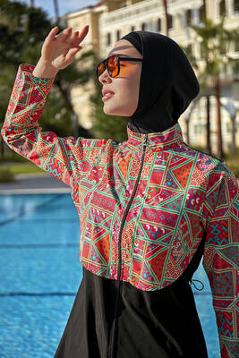 Remsa - Remsa Covered Front Parachute Fully Covered Hijab Swimsuit R102 Arzu (1) Remsa - Remsa Covered Front Parachute Fully Covered Hijab Swimsuit R102 Arzu (1)
