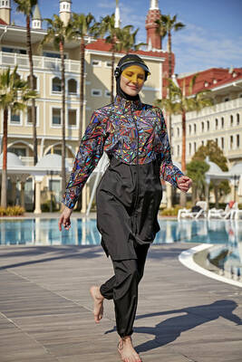 Remsa - Remsa Covered Front Parachute Fully Covered Hijab Swimsuit R104 Neşve Remsa - Remsa Covered Front Parachute Fully Covered Hijab Swimsuit R104 Neşve