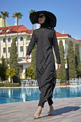 Remsa - Remsa Design Fully Covered Hijab Swimsuit Full Length Long R027 Fatma Black (1)