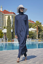 Remsa - Remsa Design Fully Covered Hijab Swimsuit Full Length Long R027 Fatma Navy Blue (1)