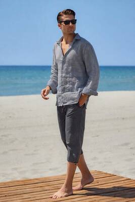 Remsa Mayo - Remsa Erkek Havuz Deniz Uzun Kapri Şort Mayo RKS-01 Antrasit (1)