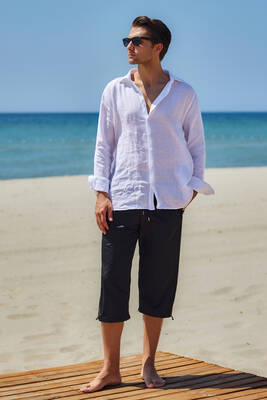 Remsa Mayo - Remsa Erkek Havuz Deniz Uzun Kapri Şort Mayo RKS-01 Siyah