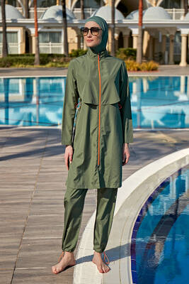 Remsa - Remsa Front Closure Full Coverage Swimwear R030 Nuray Haki Remsa - Remsa Front Closure Full Coverage Swimwear R030 Nuray Haki