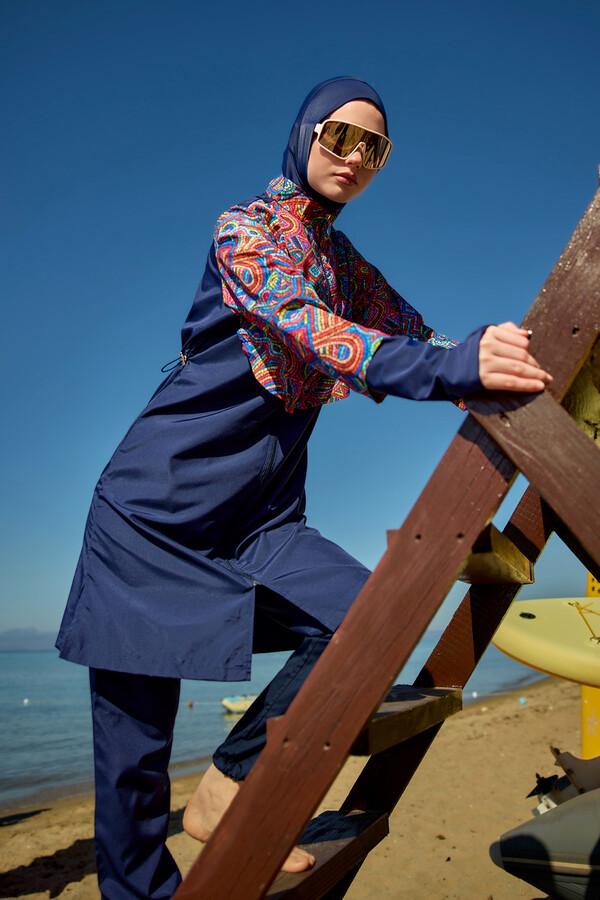 Remsa Front-Covered Full Cover Islamic Swimsuit R106 Tuna - Thumbnail