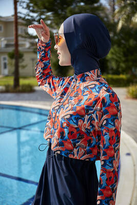 Remsa - Remsa Full Covered Hijab Swimsuit R113 Batik Remsa - Remsa Full Covered Hijab Swimsuit R113 Batik