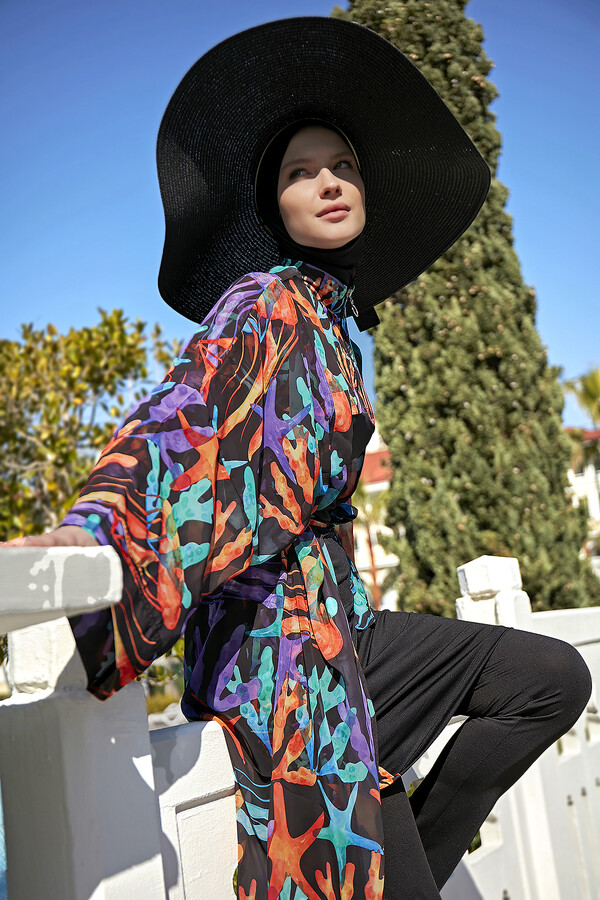 Remsa Hijab Swimsuit One-Caftan Kimono Pareo RP004A Coral - Thumbnail
