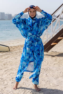 Remsa - Remsa Hijab Swimsuit Overlay Single Kaftan Kimono Pareo RP010 Nil Remsa - Remsa Hijab Swimsuit Overlay Single Kaftan Kimono Pareo RP010 Nil