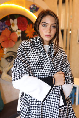 Remsa - Remsa Houndstooth Patterned Scarf Shoulder Shawl 70X180 cm 1220 Black (1)