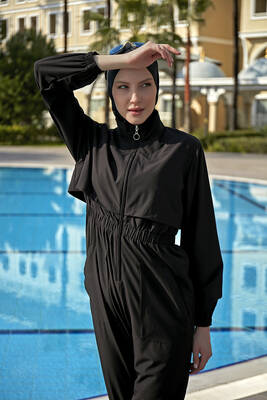 Remsa - Remsa Jumpsuit Sports Parachute Full Cover Swimsuit R101 Black (1) Remsa - Remsa Jumpsuit Sports Parachute Full Cover Swimsuit R101 Black (1)
