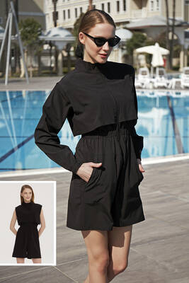 Remsa - Remsa Jumpsuit Sporty Parachute Half-Covered Swimsuit R100 Black Remsa - Remsa Jumpsuit Sporty Parachute Half-Covered Swimsuit R100 Black