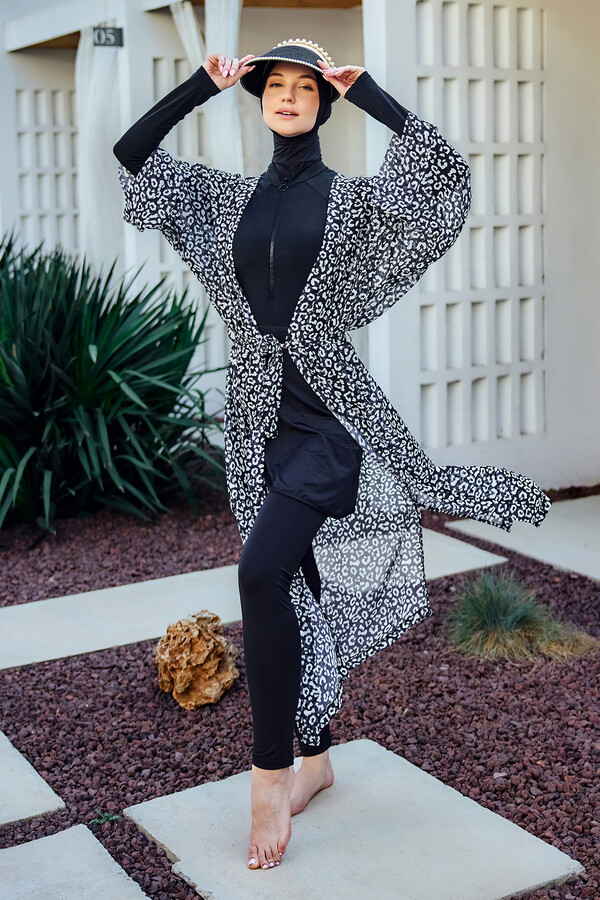Remsa Kaftan Kimono Pareo with Head Covering - Thumbnail