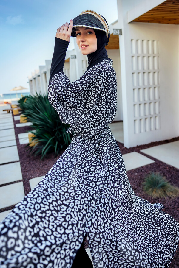 Remsa Kaftan Kimono Pareo with Head Covering - Thumbnail
