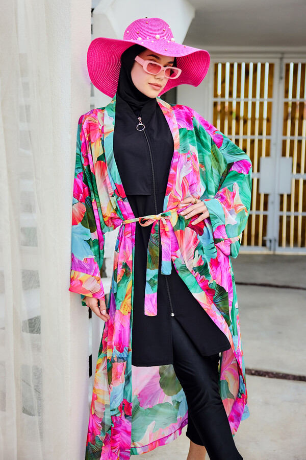 Remsa Kaftan Kimono Pareo Print Cover-up - Thumbnail