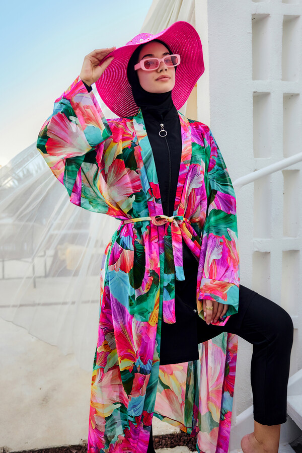 Remsa Kaftan Kimono Pareo Print Cover-up - Thumbnail