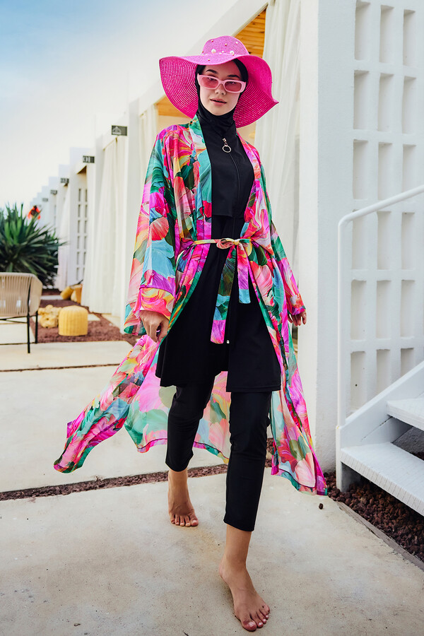 Remsa Kaftan Kimono Pareo Print Cover-up - Thumbnail