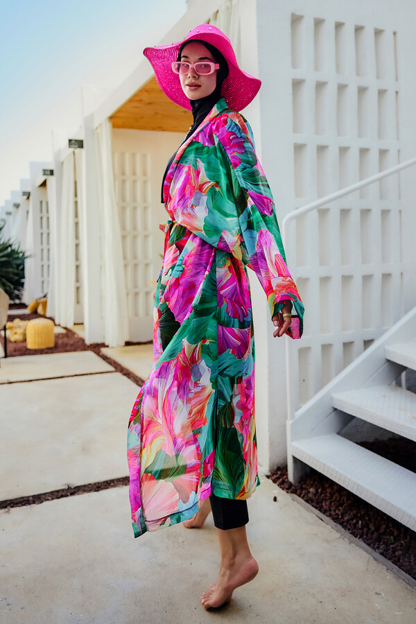 Remsa Kaftan Kimono Pareo Print Cover-up - Thumbnail