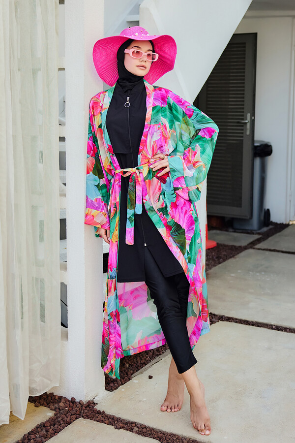 Remsa Kaftan Kimono Pareo Print Cover-up - Thumbnail