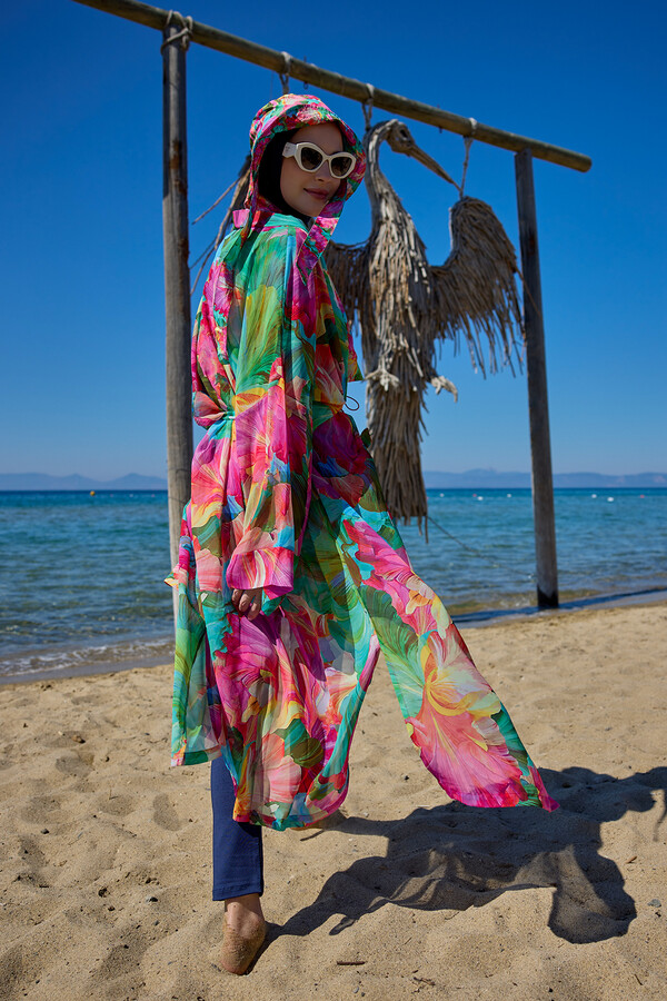 Remsa Kaftan Kimono Pareo Print Cover-up - Thumbnail