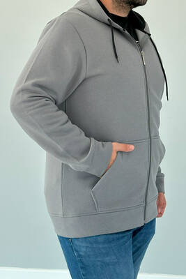 Remsa Sportswear - Remsa Large Size Hooded Zippered Three Thread Battal Sweatshirt AXL142 Anthracite (1) Remsa Sportswear - Remsa Large Size Hooded Zippered Three Thread Battal Sweatshirt AXL142 Anthracite (1)