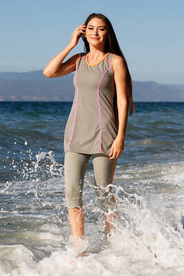 Remsa - Remsa Lycra Sleeveless Half Covered Hijab Swimsuit (1) Remsa - Remsa Lycra Sleeveless Half Covered Hijab Swimsuit (1)