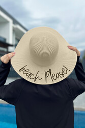 Remsa Mayo - Remsa Mayo Beach Please Yazılı Hasır Şapka Bej RŞ-60