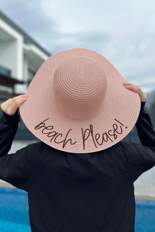 Remsa Mayo Beach Please Yazılı Hasır Şapka Pudra RŞ-59