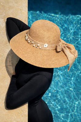 Remsa - Remsa Mayo Daisy Detail Straw Hat RŞ-77 Camel