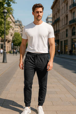 Remsa - Remsa Mayo Elastic Waist Jogger Pants with 3 Pockets 6663 Black (1)