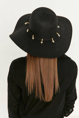 Remsa Mayo - Remsa Mayo Hasır Şapka Deniz Kabuklu Siyah RŞ-01 Remsa Mayo - Remsa Mayo Hasır Şapka Deniz Kabuklu Siyah RŞ-01