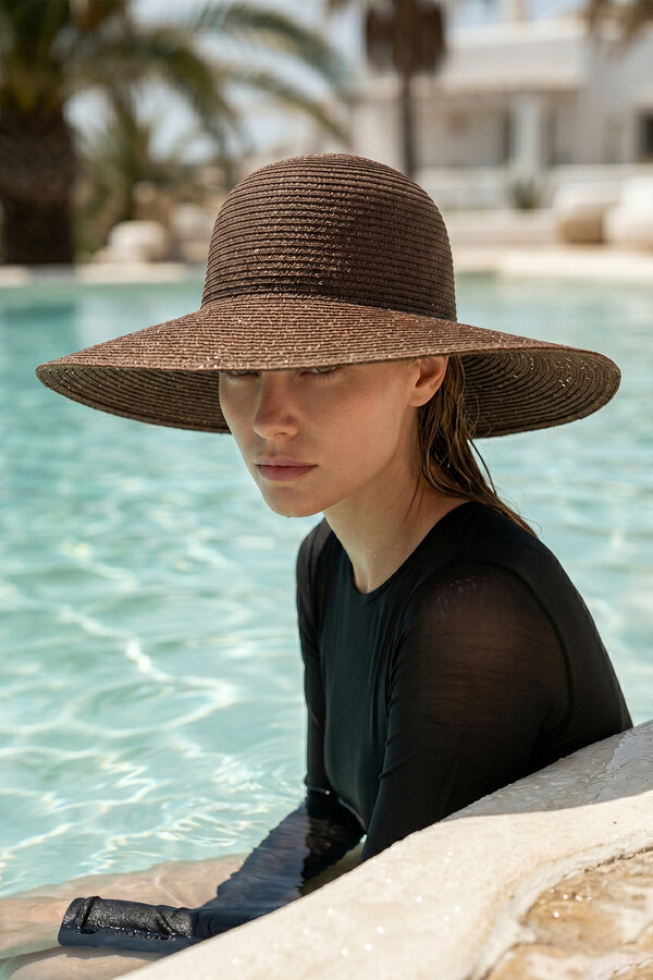 Remsa Mayo Hasır Şapka RŞ-64 Düz Kahverengi - Thumbnail