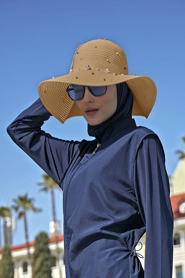 Remsa Mayo İncili Hasır Şapka Camel Rş-62