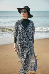 Remsa - Remsa Mayo Kaftan Pareo 430-130 Leopard White
