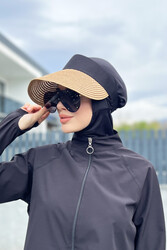 Remsa Mayo - Remsa Mayo Katlanır Vizör Hasır Şapka Güneş Koruyucu Siperlik Camel RŞ-44