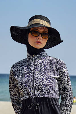 Remsa - Remsa Mayo Keten Kurdele Detaylı Hasır Şapka Siyah RŞ-106 (1)