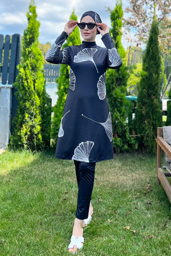 Remsa Mayo Likralı Tam Kapalı Tesettür Mayo 2208 Beyaz Rümeysa - Thumbnail