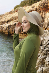 Remsa Mayo - Remsa Mayo Linen Ribbon Detailed Straw Hat Beige RŞ-106