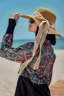 Remsa - Remsa Mayo Linen Ribbon Detailed Straw Hat Camel RŞ-106