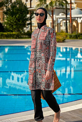 Remsa Mayo - Remsa Mayo Önü Kapaklı Paraşüt Tam Kapalı Tesettür Mayo R069A Nursel Remsa Mayo - Remsa Mayo Önü Kapaklı Paraşüt Tam Kapalı Tesettür Mayo R069A Nursel