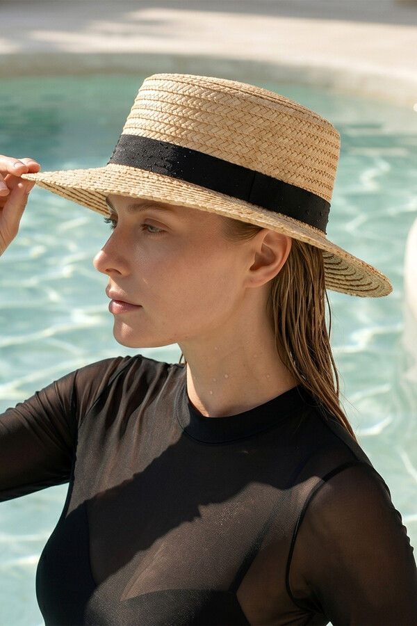 Remsa - Retro Woven Straw Hat with Contrast Band