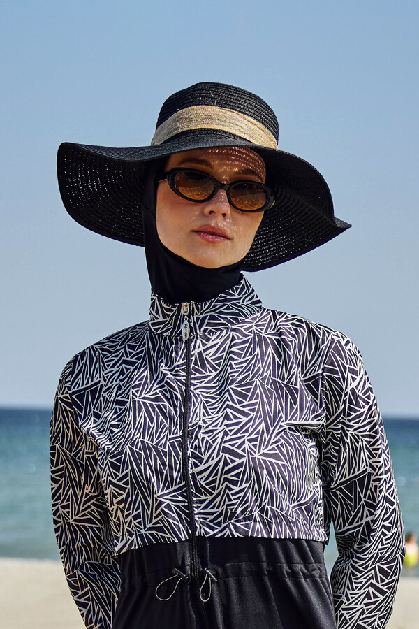 Remsa Mayo Straw Hat with Ribbon Detail Black - Thumbnail