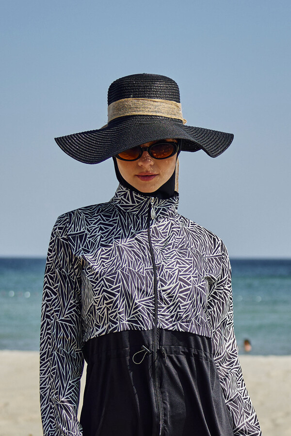 Remsa Mayo Straw Hat with Ribbon Detail Black - Thumbnail