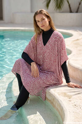 Remsa Mayo - Remsa Mayo Üzerine Kaftan Pareo 430-217 Leopar Bordo (1)