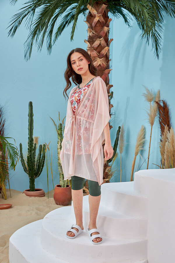 Remsa Mayo Üzerine Önü Açık Kısa Pareo 499-310 Pudra - Thumbnail