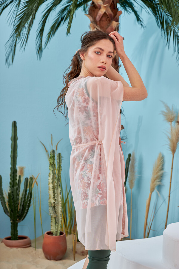 Remsa Mayo Üzerine Önü Açık Kısa Pareo 499-310 Pudra - Thumbnail