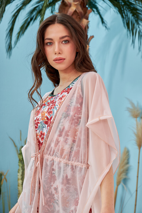 Remsa Mayo Üzerine Önü Açık Kısa Pareo 499-310 Pudra - Thumbnail