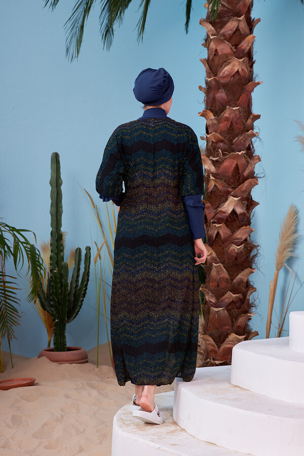 Remsa Mayo Üzerine Önü Açık Örme Pareo 430-543 Simli Siyah - Thumbnail