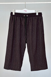 Remsa - Remsa Men's Pool and Beach Long Capri Swim Shorts - RK005 Black Monogram