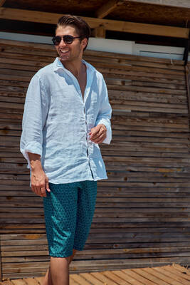 Remsa - Remsa Men's Pool and Sea Long Capri Shorts Swimsuit RK002 Petrol (1) Remsa - Remsa Men's Pool and Sea Long Capri Shorts Swimsuit RK002 Petrol (1)