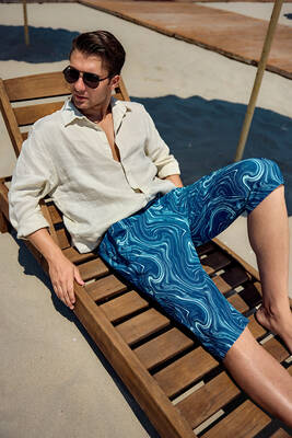 Remsa - Remsa Men's Pool and Sea Long Capri Shorts Swimsuit RK006 Navy Wind (1) Remsa - Remsa Men's Pool and Sea Long Capri Shorts Swimsuit RK006 Navy Wind (1)